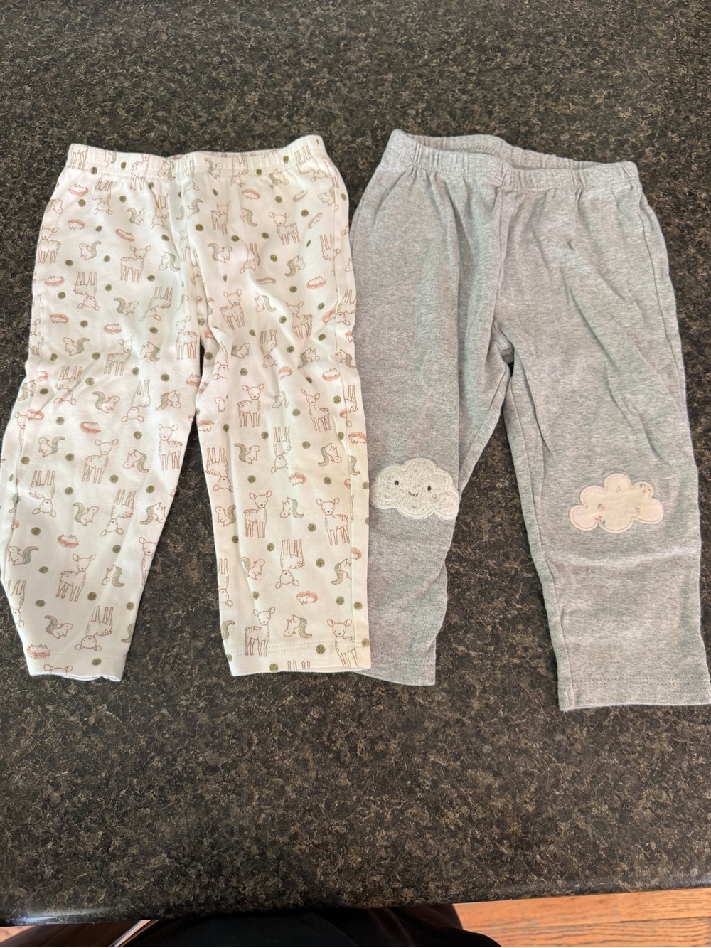 child of mine Cream Animal Print and Heather Gray Cloud Pajama Bottoms Set